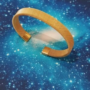 Golden Stainless steel Mesh Open cuff Bracelet