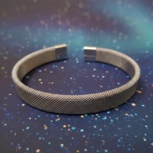 Silver stainless steel Mesh Open cuff Bracelet