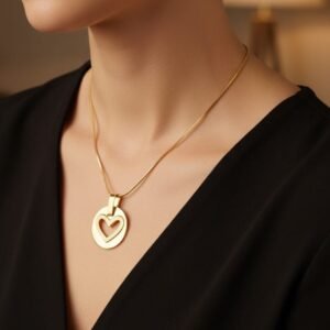 18 K Gold plated Heart Necklace & Earrings set
